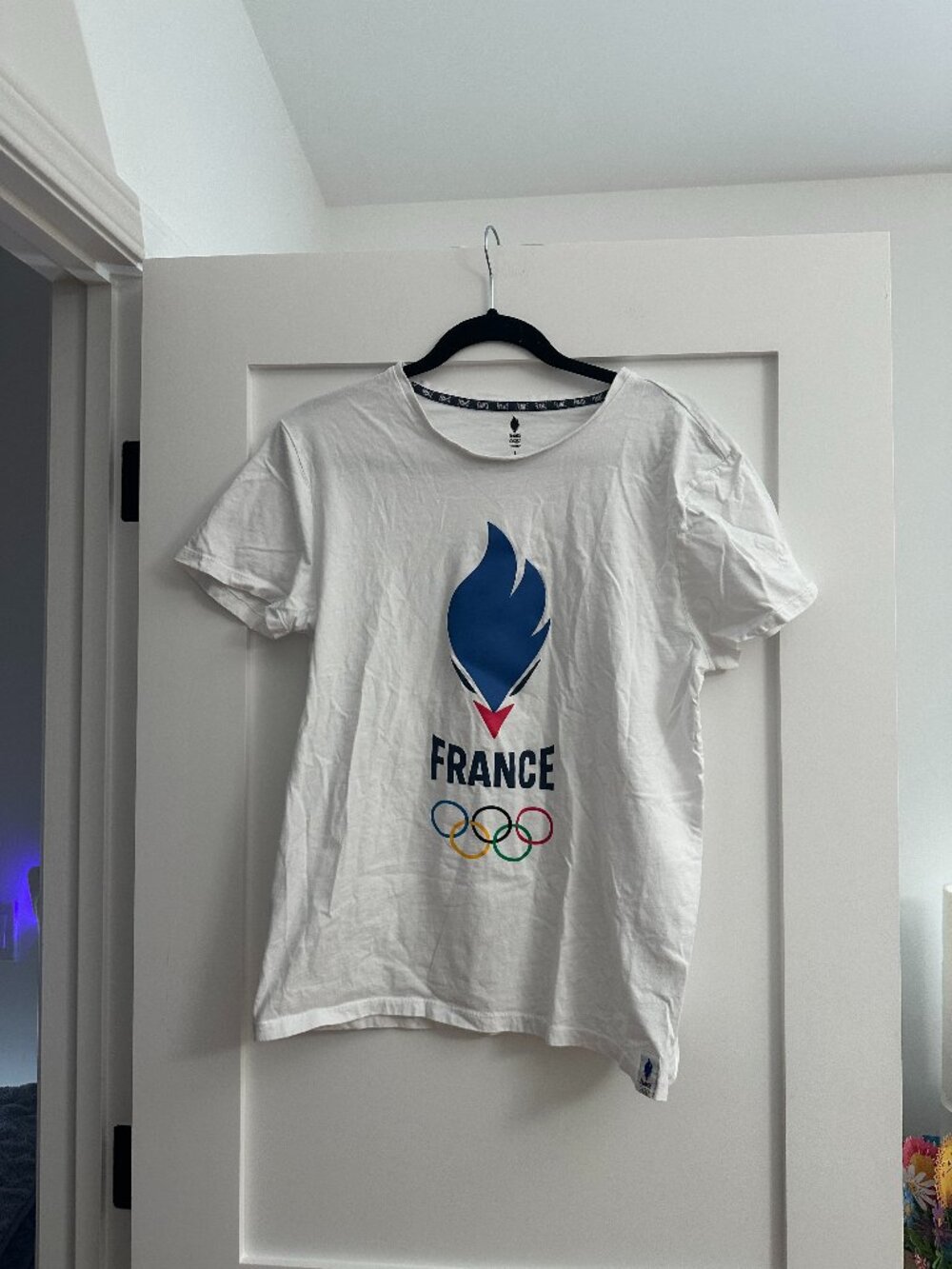 Le Coq Sportif Paris France 2024 Olympics Official T Shirt L White - EUC